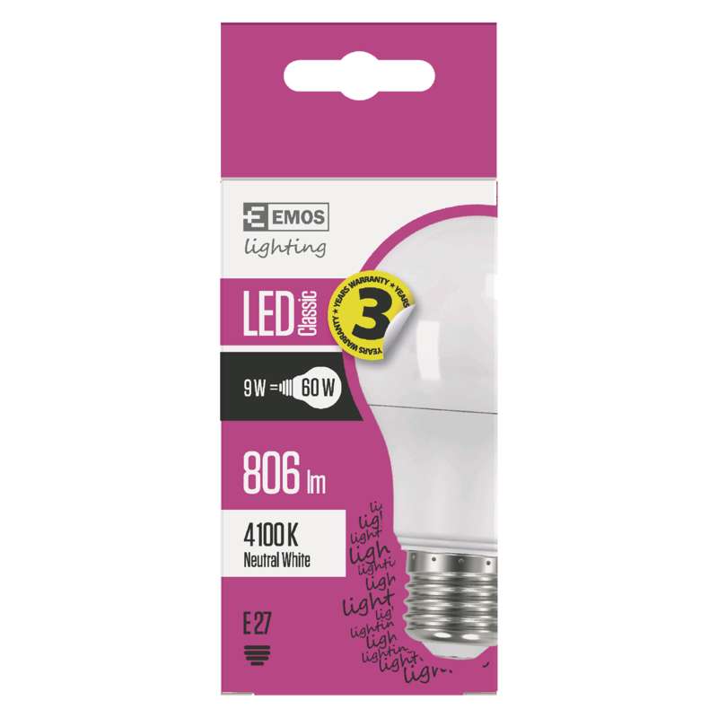 LED žárovka Classic A60 9W E27 teplá bílá