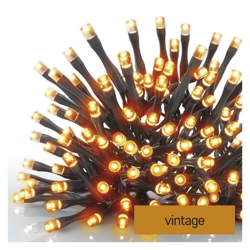 LED vánoční řetěz, 12 m, venkovní i vnitřní, vintage