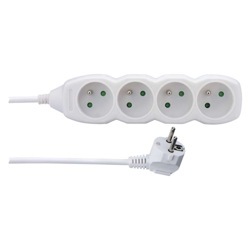 Prodlužovací kabel – 4 zásuvky, 1,5m, bílý