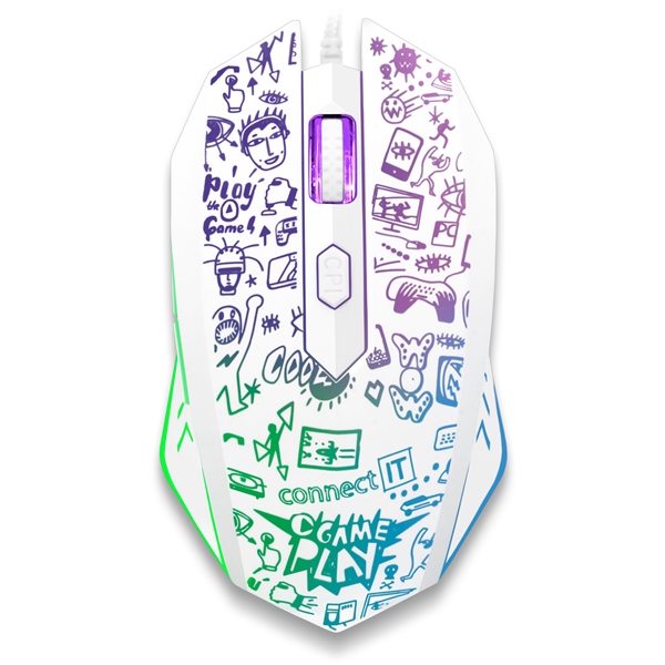 Myš Connect IT Doodle / optická/ 6 tlačítka / 2000DPI - bílá