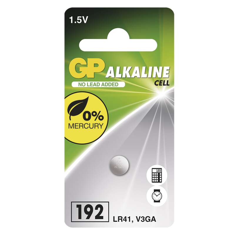 Alkalická knoflíková baterie GP 192F (LR41), 1 ks