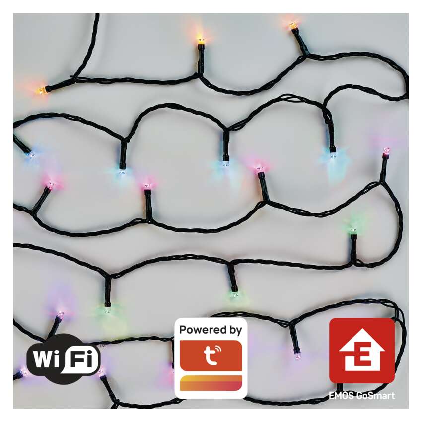 GoSmart LED vánoční řetěz, 18 m, venkovní i vnitřní, RGB, programy, časovač, wifi