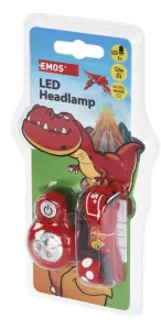 Dětská LED čelovka Dino, červená