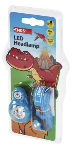 Dětská LED čelovka Dino, modrá