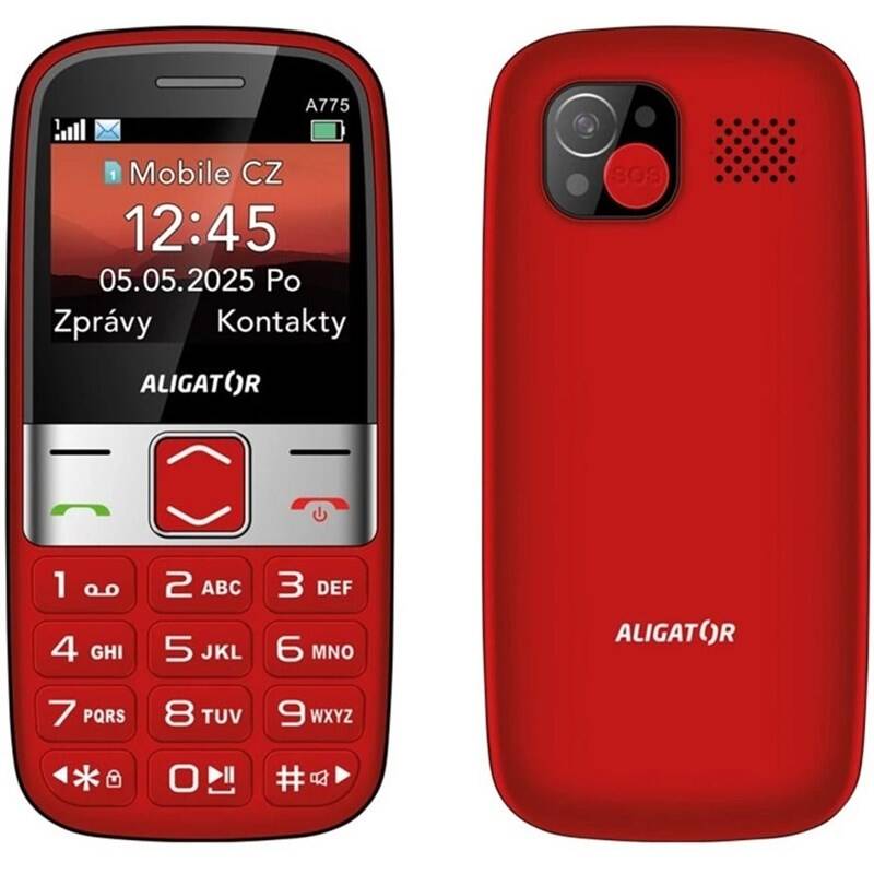 Mobilní telefon Aligator A775 Senior červený