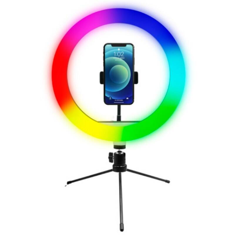Kruhové světlo Powerton 10" RGB LED, tripod (WPRL1RGB) černé
