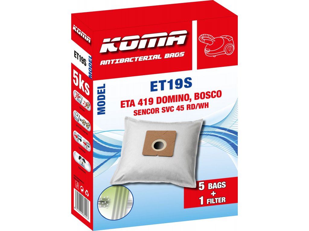 ET19S - Sáčky do vysavače ETA Domino 1419 textilní