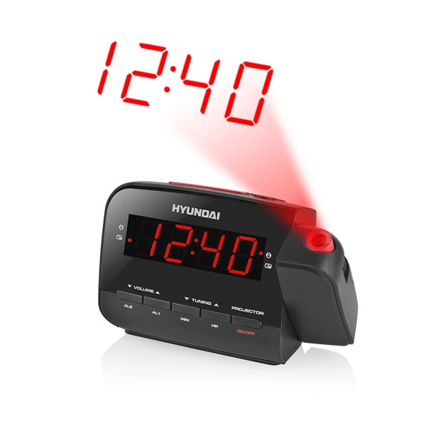 Radiobudík s projekcí Hyundai RAC 481 PLLBR, černý/červený