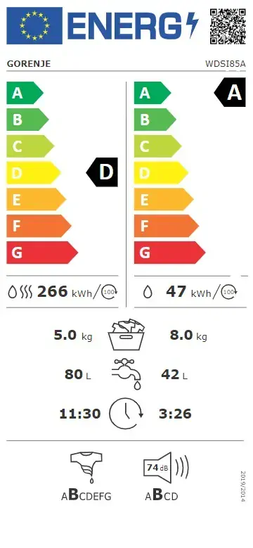 Pračka se sušičkou Gorenje Advanced WDSI85A bílá