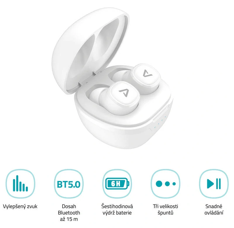 Sluchátka LAMAX Dots2 Wireless Charging - bílá
