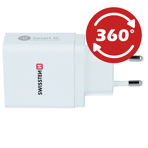 SÍŤOVÝ ADAPTÉR SWISTEEN SMART IC 2x USB 3,1A POWER BÍLÝ