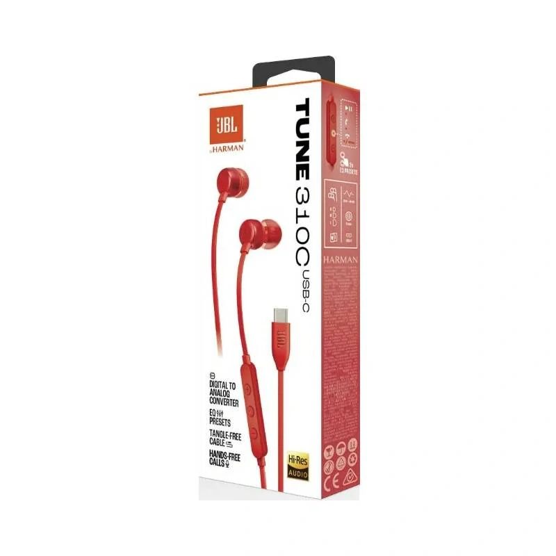 Sluchátka JBL Tune 310 USB-C červená