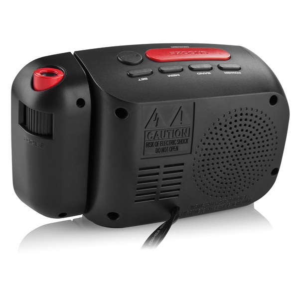 Radiobudík s projekcí Hyundai RAC 481 PLLBR, černý/červený