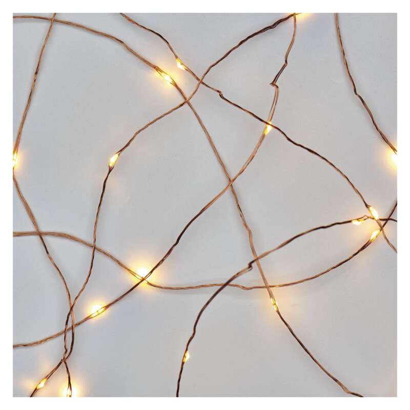 LED vánoční nano řetěz, 1,9 m, 2x AA, vnitřní, teplá bílá, časovač