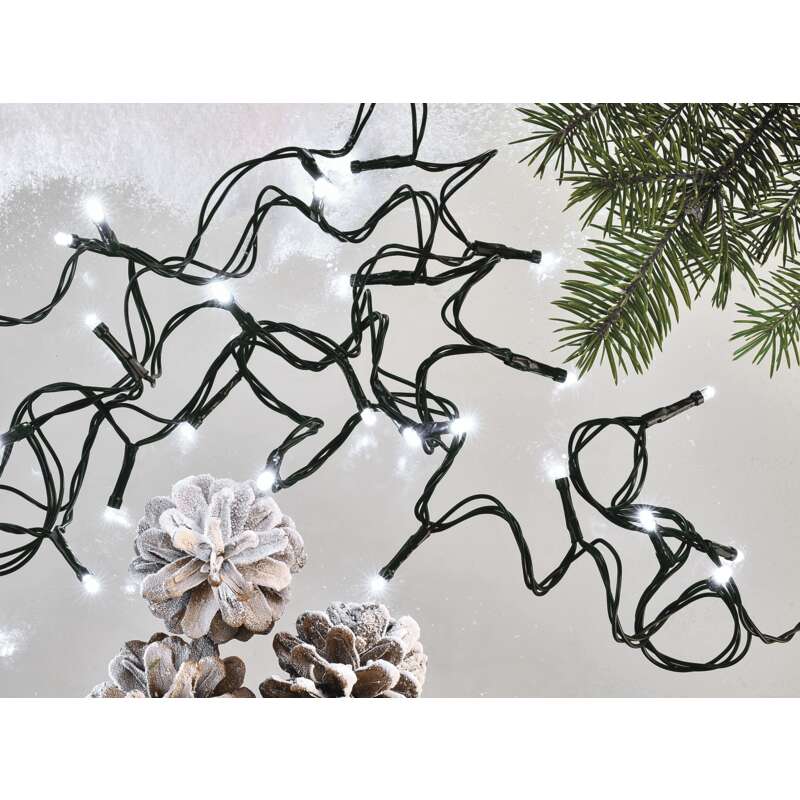 LED vánoční řetěz, 24 m, venkovní i vnitřní, studená bílá, časovač