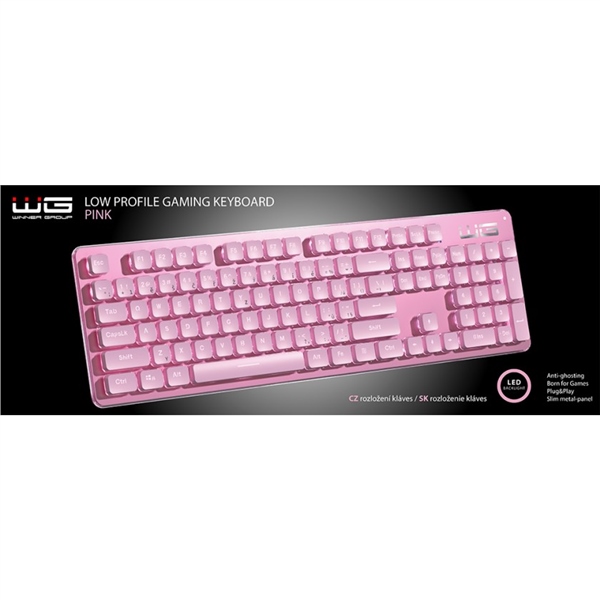 Klávesnice WG Low Profile, CZ/SK - růžová
