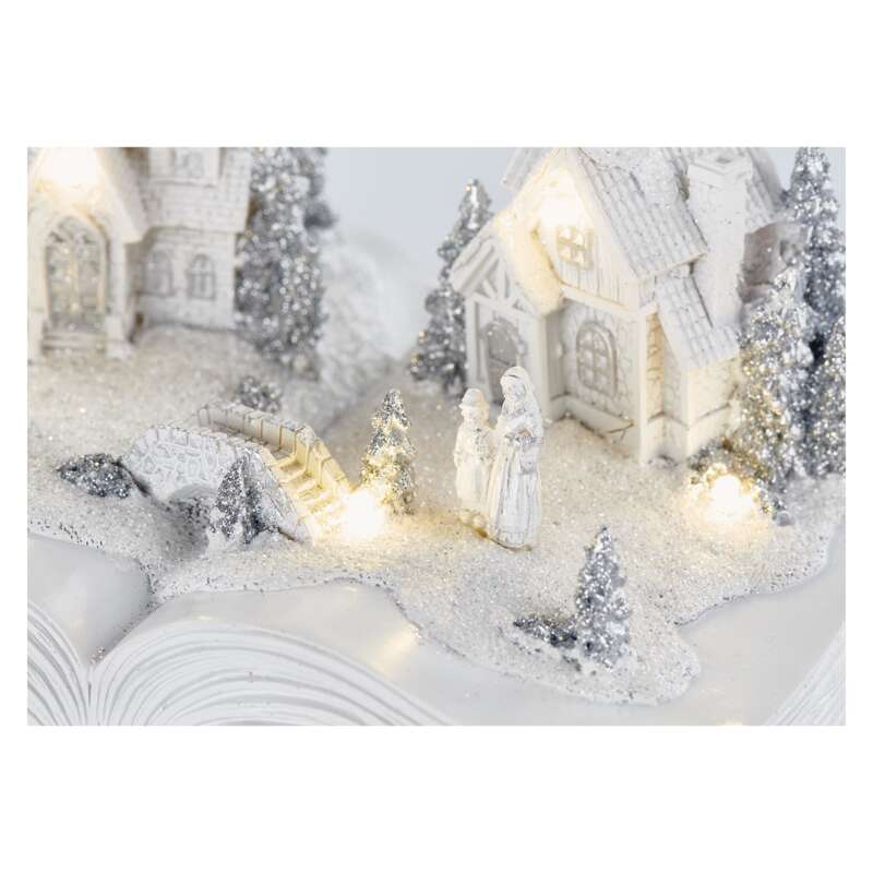 LED vánoční vesnička – kniha, 12,5 cm, 3x AA, vnitřní, teplá bílá