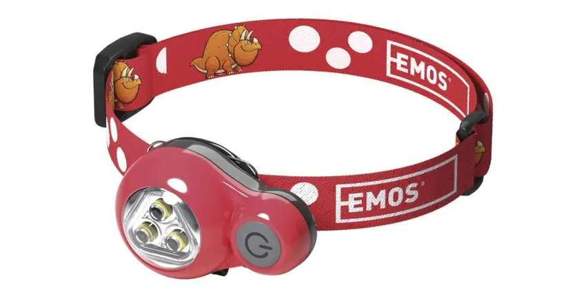 Dětská LED čelovka Dino, červená