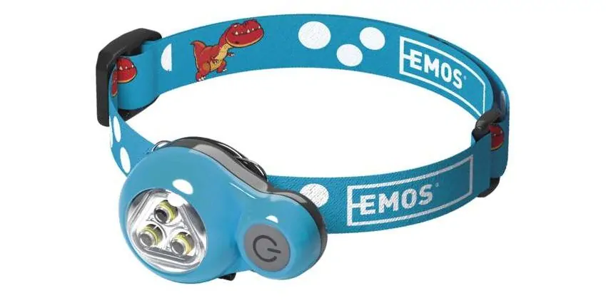Dětská LED čelovka Dino, modrá