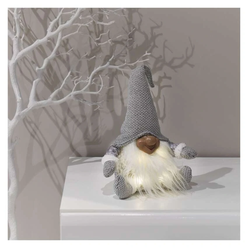 LED vánoční skřítek, 35 cm, 3x AA, vnitřní, teplá bílá