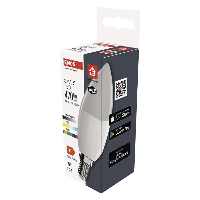 Chytrá LED žárovka GoSmart svíčka / E14 / 4,8 W (40 W) / 470lm / RGB / stmívatelná / WiFi
