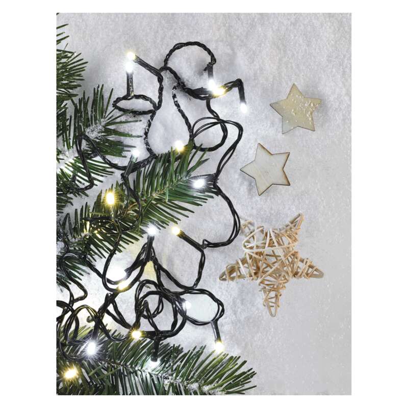 LED vánoční řetěz pulzující, 12 m, venkovní i vnitřní, teplá/studená bílá