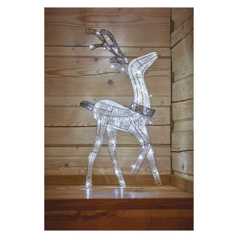 LED vánoční 3D sob, 76 cm, vnitřní, studená bílá, časovač