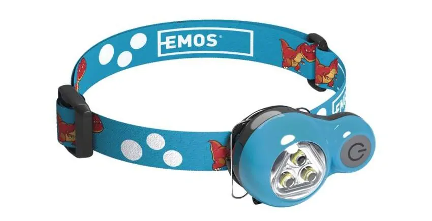 Dětská LED čelovka Dino, modrá