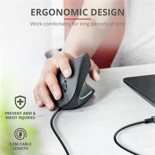Myš Trust Verto Ergonomic / optická/ 6 tlačítek/ 1600DPI - černá