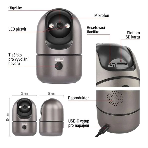 GoSmart vnitřní otočná kamera EMOS IP‑220W s WiFi