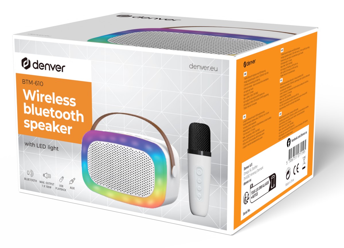 Bluetooth reproduktor Denver BTM-610 s funkcí karaoke (včetně mikrofonu)