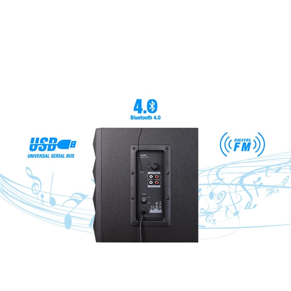 Reproduktory Fenda F&D A180X 2.1 bluetooth, rádio, USB, dálkové ovládání - černé