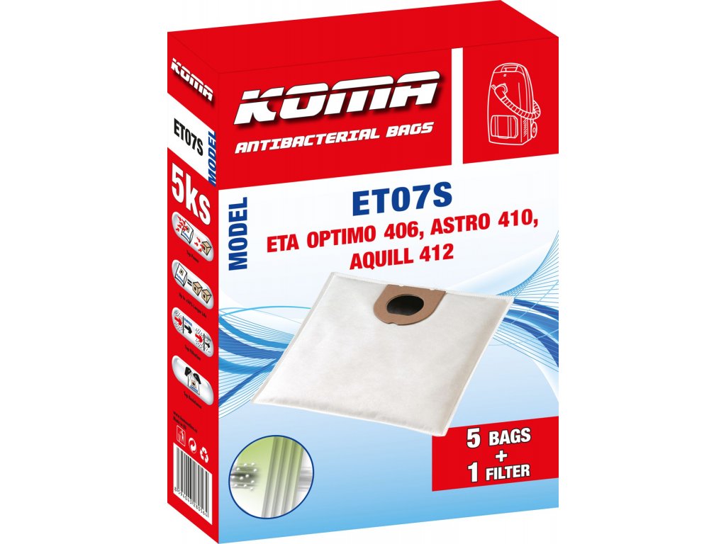 ET07S - Sáčky do vysavače ETA Optimo 1406, Astro 1410, Aquill 1412 textilní