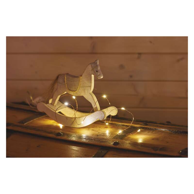 LED vánoční nano řetěz, 1,9 m, 2x AA, vnitřní, teplá bílá, časovač