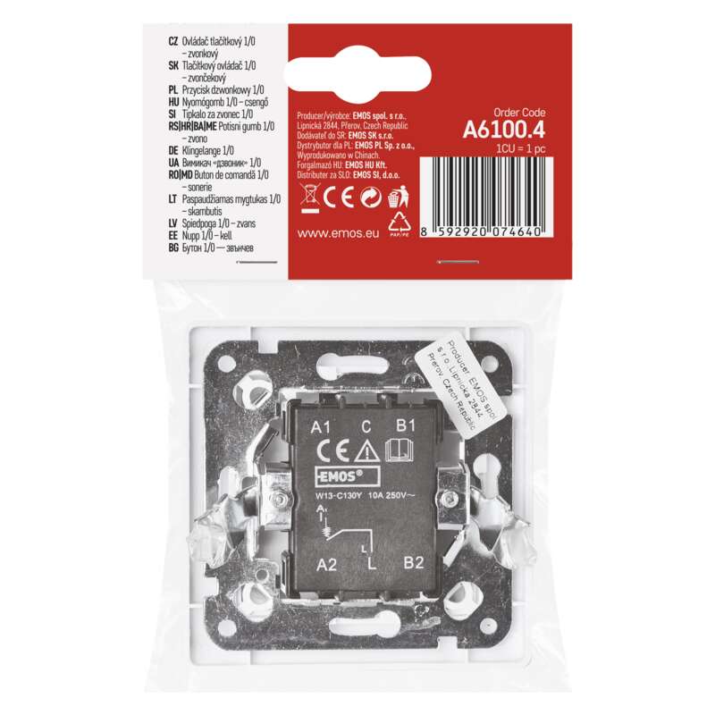 Ovladač tlačítkový zapínací 1/0 - zvonek