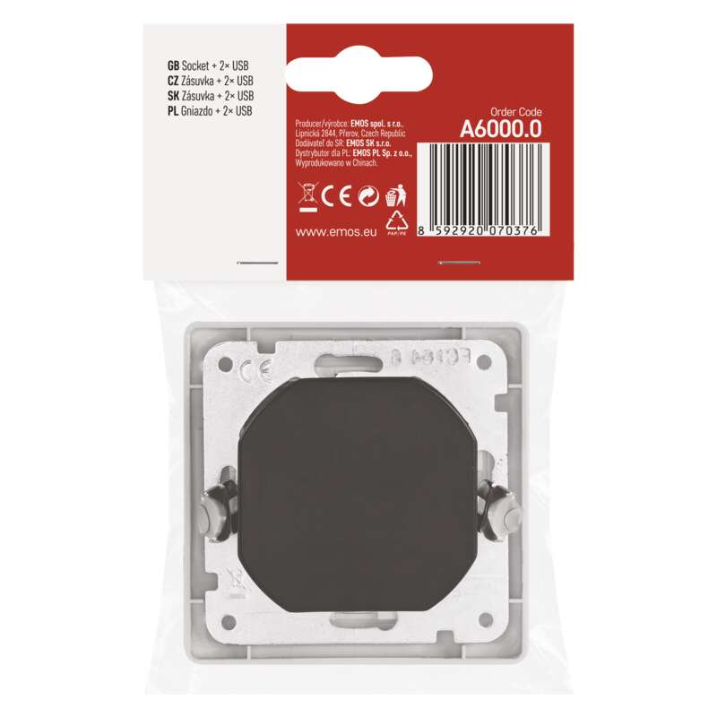 Zásuvka s USB 2,1A max., bílá