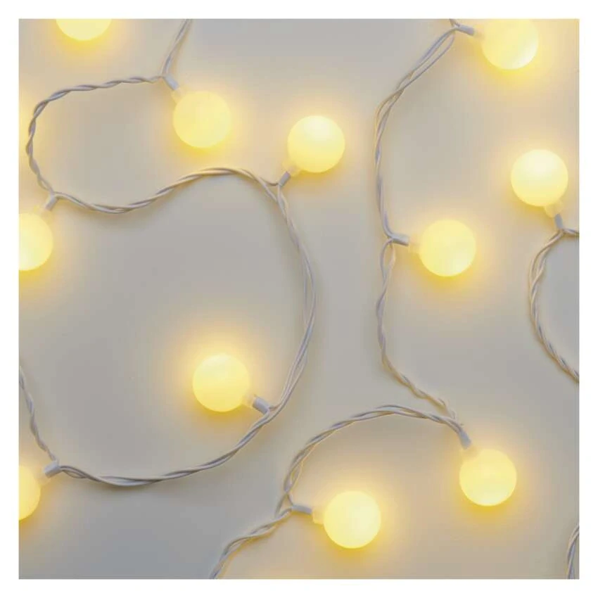 LED vánoční cherry řetěz – kuličky, 20 m, venkovní i vnitřní, teplá bílá, časovač