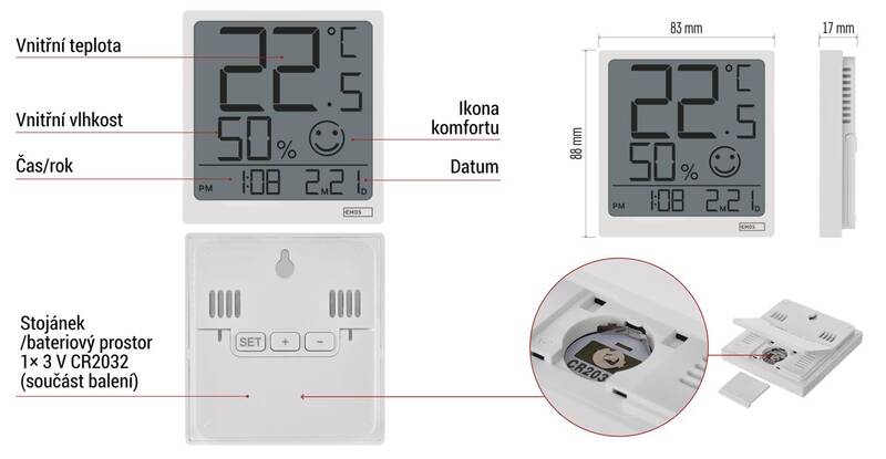 Teploměr a vlhkoměr EMOS E0522