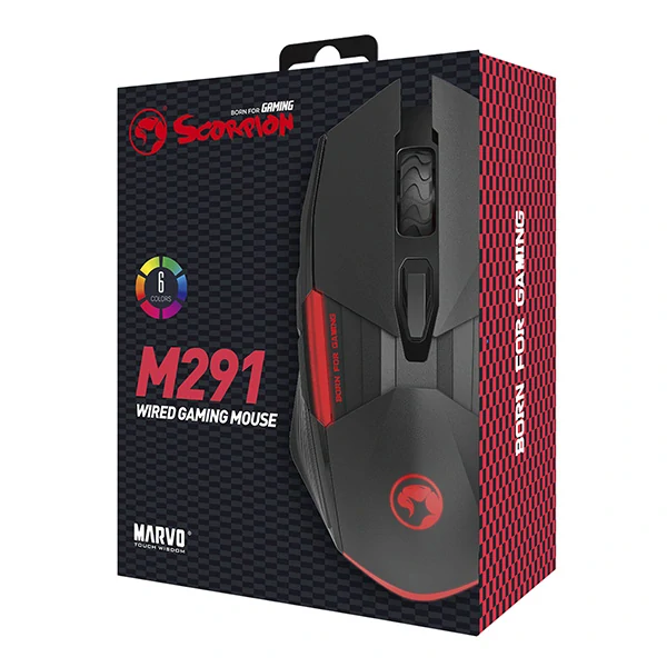 Myš drátová Marvo M291 černá, 6400DPI