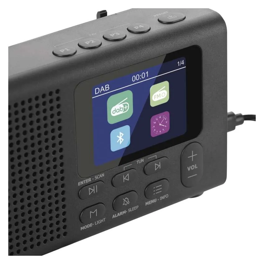 Přenosné rádio s Bluetooth, DAB / DAB+ / FM, černé