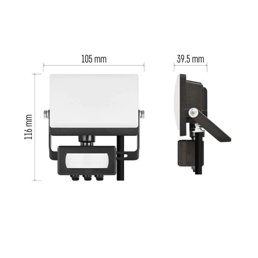LED reflektor TAMBO EVO se senzorem pohybu, 10 W, 1000 lm, IP44, černý