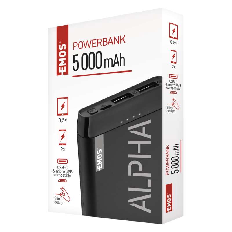 Powerbanka EMOS Alpha 5, 5000 mAh