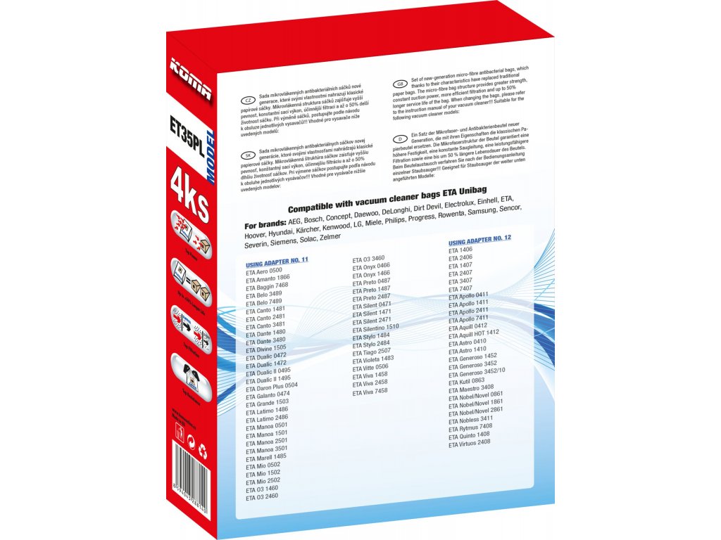 ET35PL - Kompatibilní se sáčky ETA Unibag (balení v krabičce) ET35PL_KRA 
