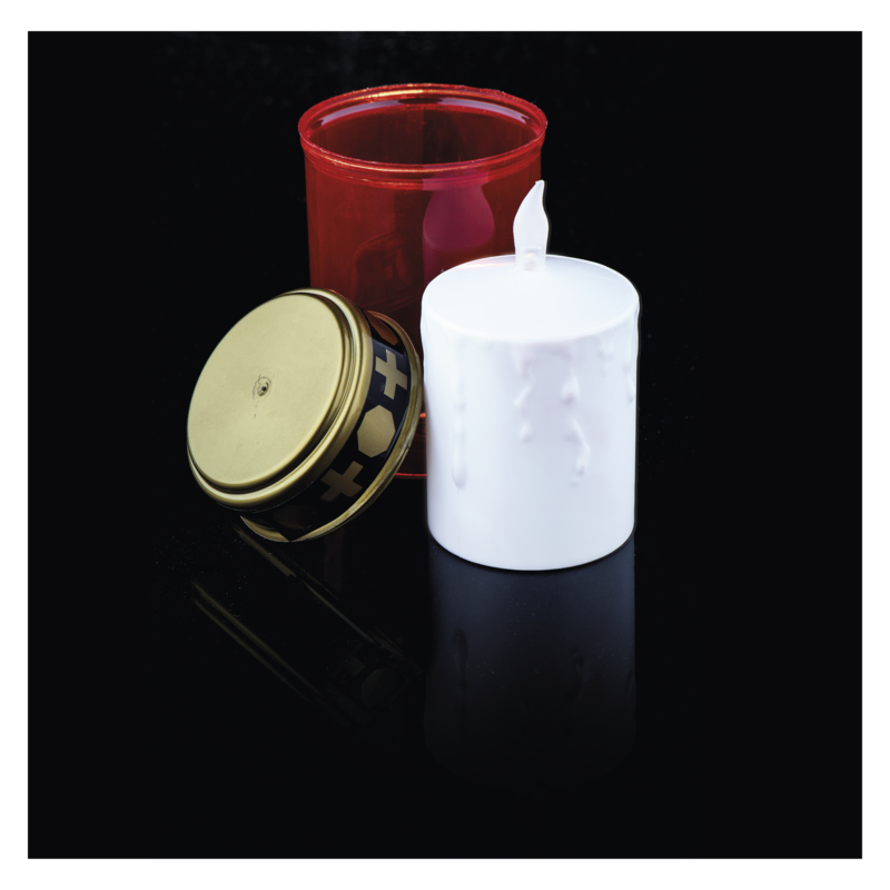 LED hřbitovní svíčka, 2× C, červená, senzor