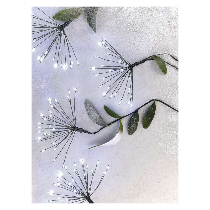 LED světelný řetěz – svítící trsy, nano, 2,35 m, vnitřní, studená bílá, časovač