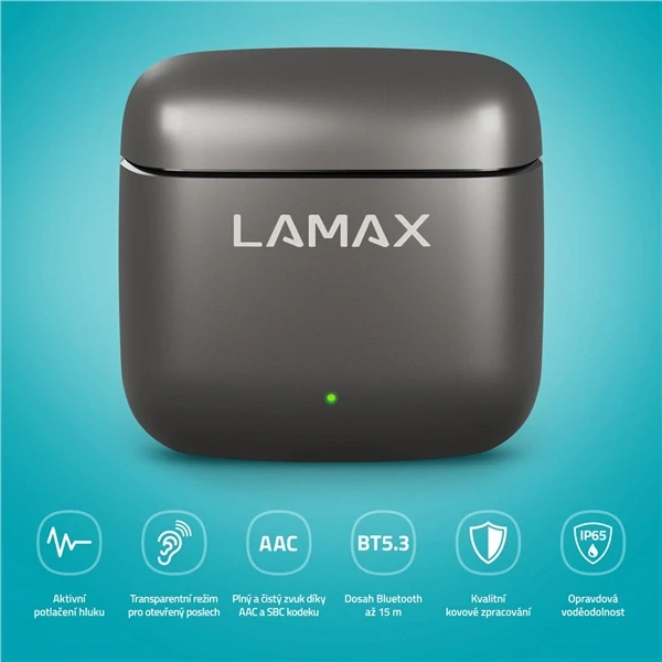  Sluchátka LAMAX SteelDots3, ANC - černá