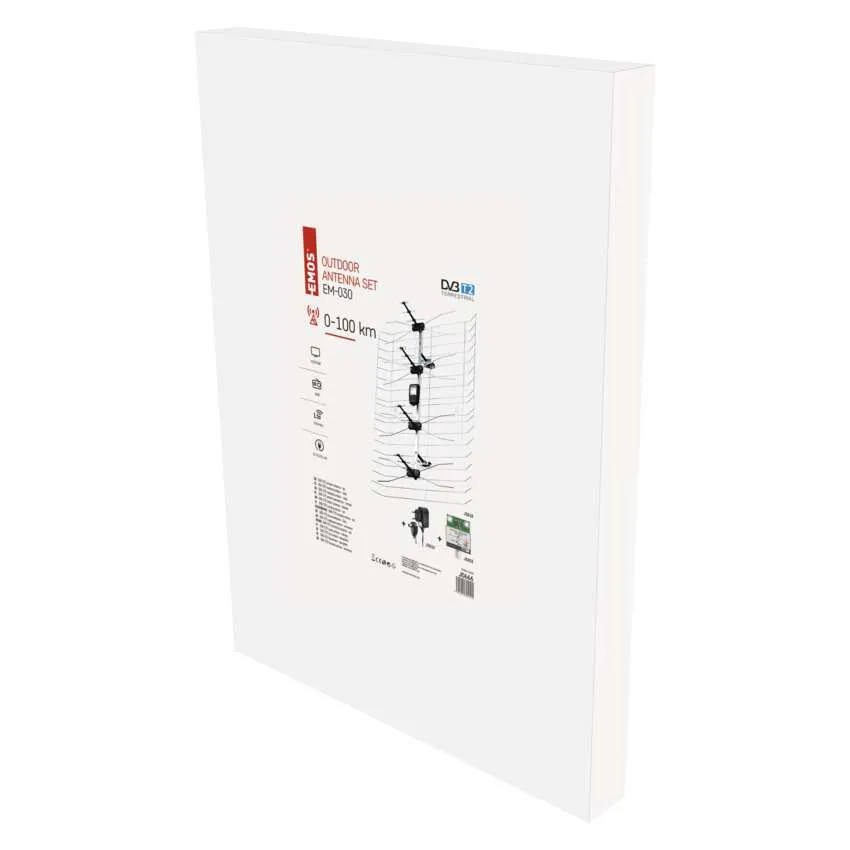 Anténa venkovní EM-030, 0–100 km, DVB-T2, DAB, filtr LTE/4G
