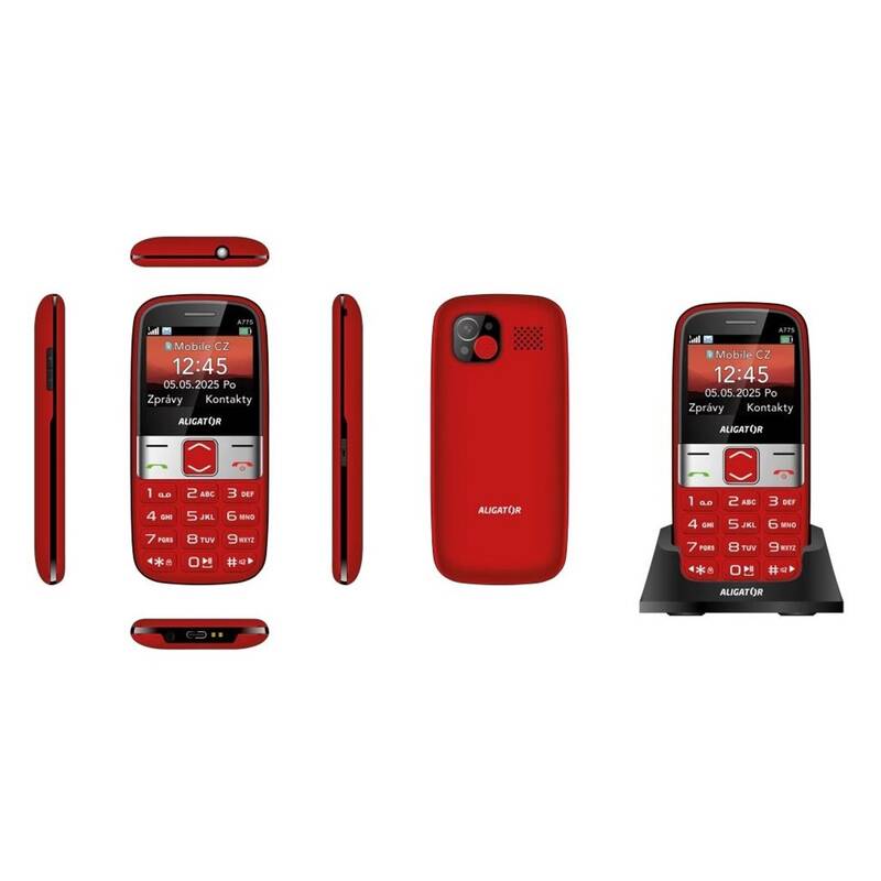 Mobilní telefon Aligator A775 Senior červený