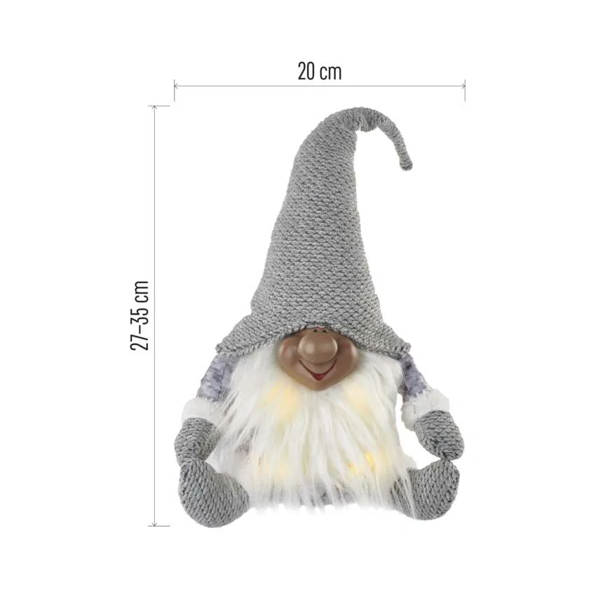 LED vánoční skřítek, 35 cm, 3x AA, vnitřní, teplá bílá