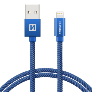 DATOVÝ KABEL SWISSTEN TEXTILE USB / LIGHTNING 2,0 M MODRÝ iPhone